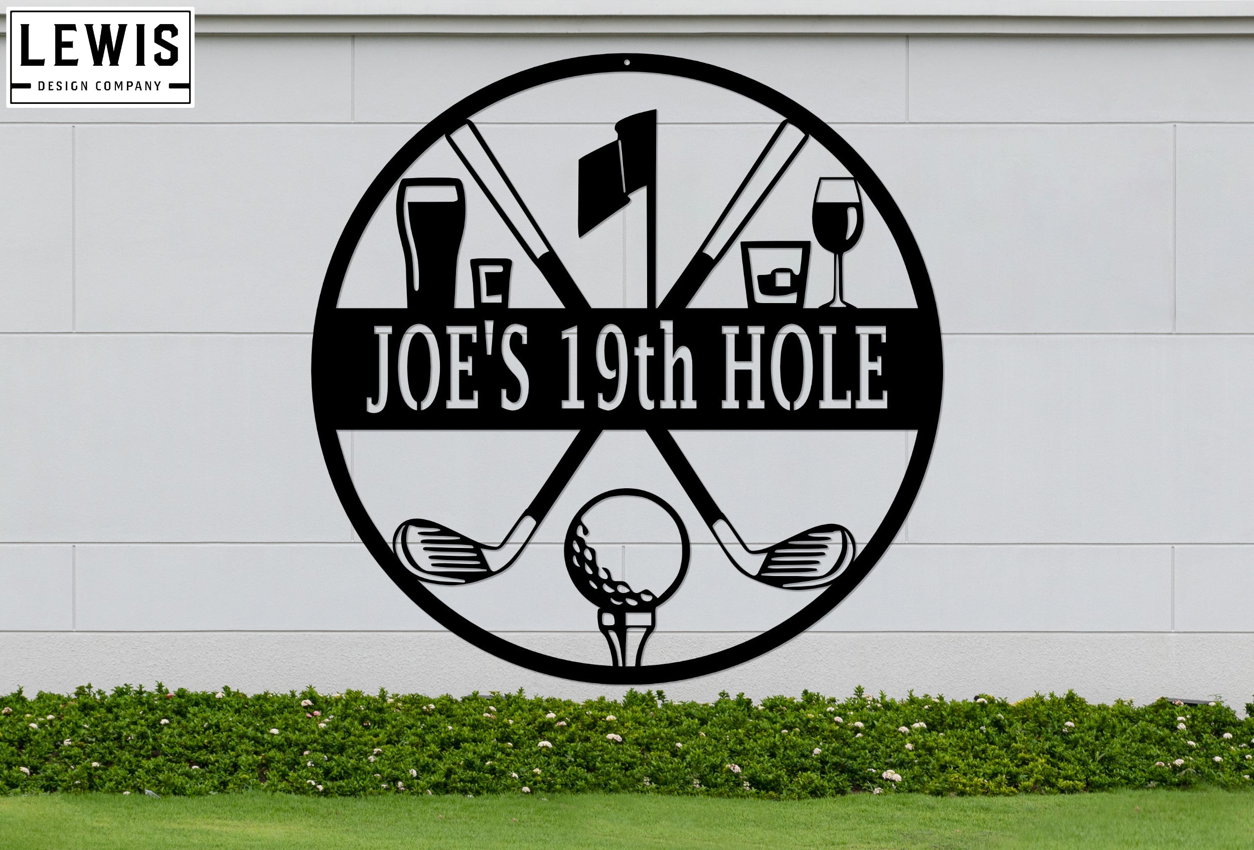 Golf 19th Hole Custom Name Metal Sign | Personalized Golf Bar Decor